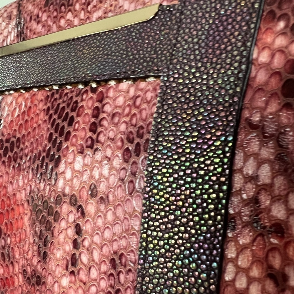 Tre Vero Vintage Red Python Embossed Holographic … - image 5